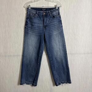 Judy Blue Women's Size 7/28 Blue Denim High Rise Wide Leg Crop Stretch Jeans